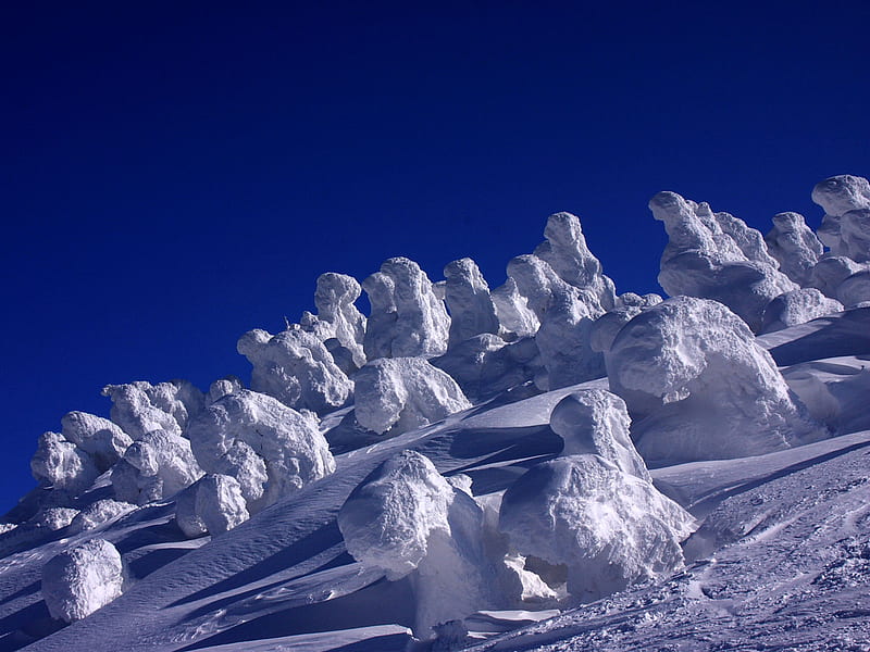 Snow Forms, shapes, formation, snow, ice, white, cold, sculpture, HD wallpaper