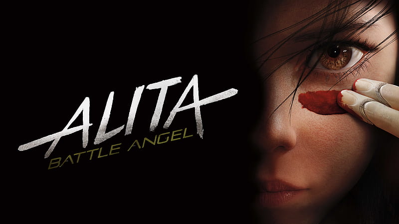 alita battle angel half face of alita on one side and other black movies, HD wallpaper