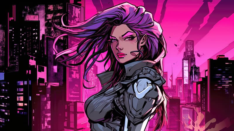 Hair Blowing In The Wind Scifi Girl, Scifi, Synthwave, Artist, Artwork 