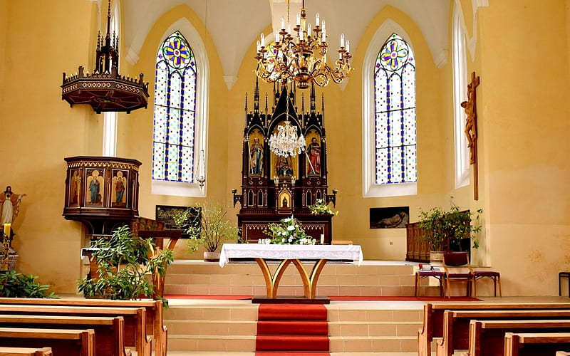 Altar in Catholic Church, Czech, altar, church, catholic, HD wallpaper