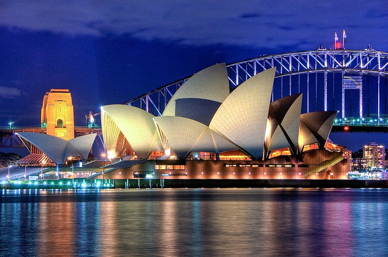 Opera House, Sydney, harbour bridge, ocean, australia, opera house, sydney, HD wallpaper