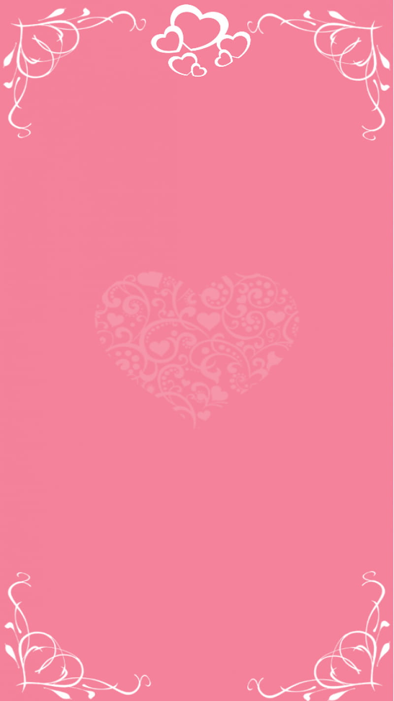 Pink border, corazones, love, white, HD phone wallpaper