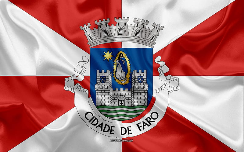 Flag of Faro District silk flag, silk texture, Faro District, Portugal, Faro District flag, region of Portugal, HD wallpaper
