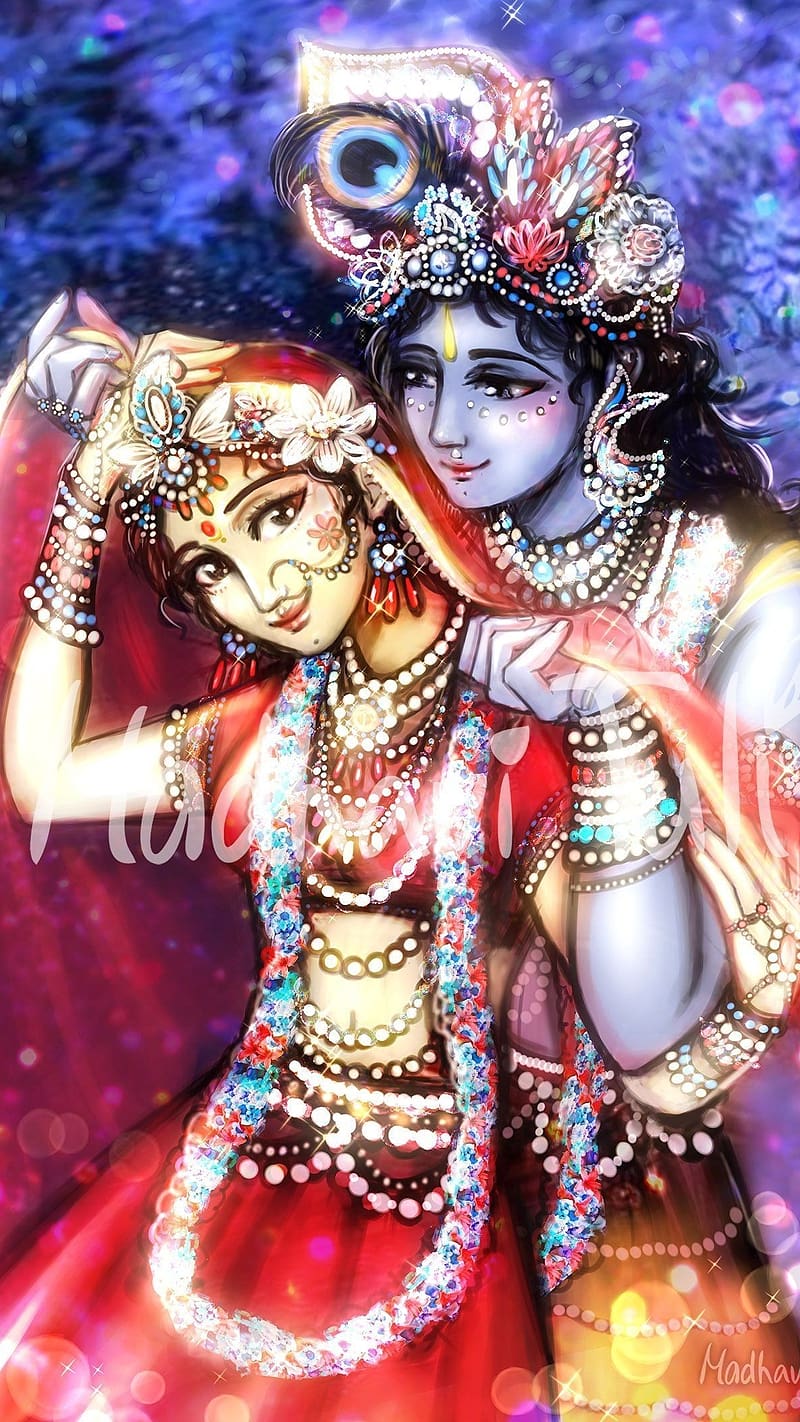 Lord Krishna With Radha, lord krishna , radha, hare krishna, radhakrishna, kanha, HD phone wallpaper