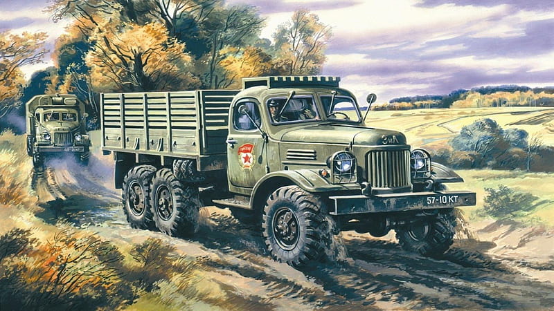 Truck, carros, art military, HD wallpaper