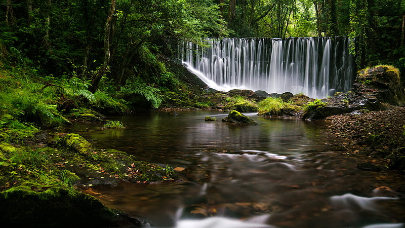 Galician Waterfall , waterfall, nature, HD wallpaper