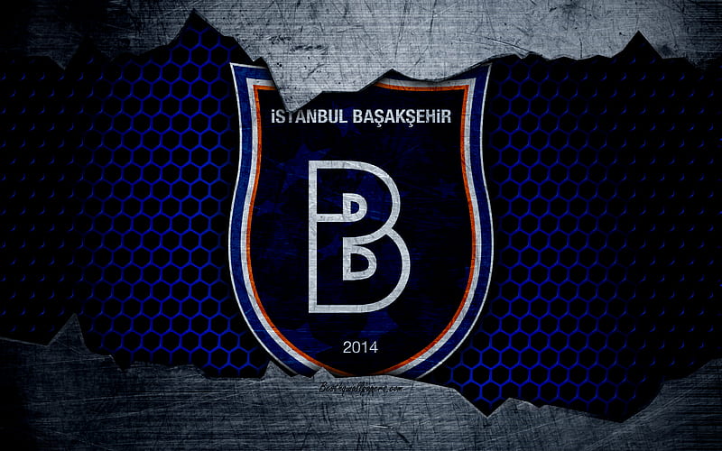 Basaksehir logo, Super Lig, soccer, football club, grunge, Basaksehir FC, art, metal texture, HD wallpaper