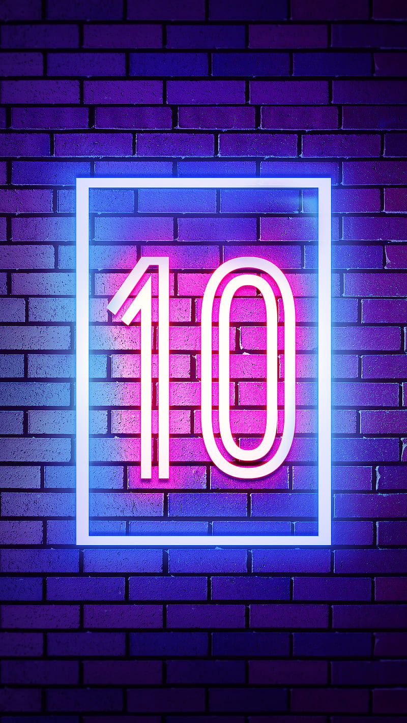 Ten, 10, 10 number, neon 10, ten number, HD phone wallpaper
