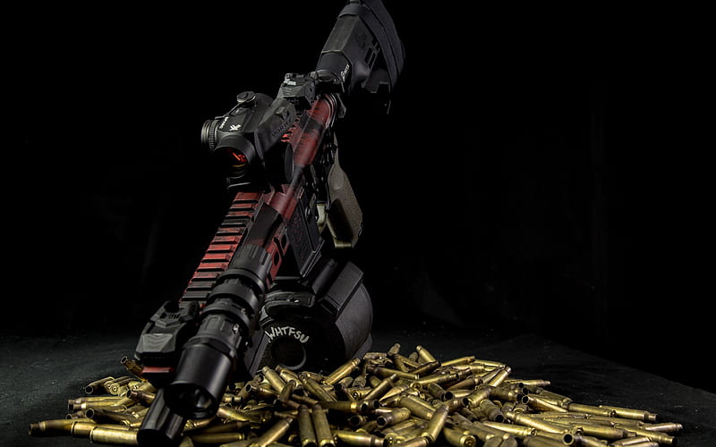 AR-15, assault rifle, machine gun, shoot shells, HD wallpaper