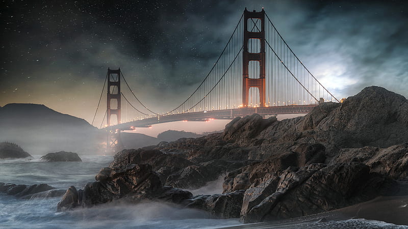 Bridges, Golden Gate, Bridge, Night, HD wallpaper