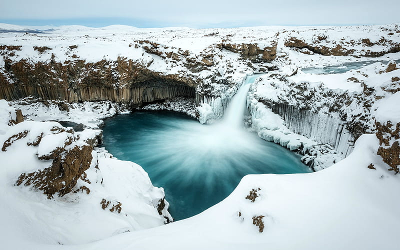 Aldeyjarfoss Waterfall Iceland Snow Waterfall Nature Iceland