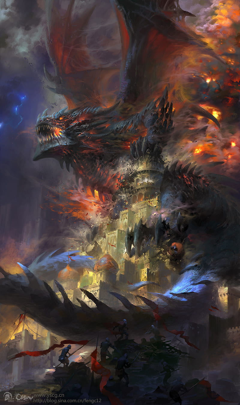 dragon, digital painting, fantasy art, Deathwing, HD phone wallpaper