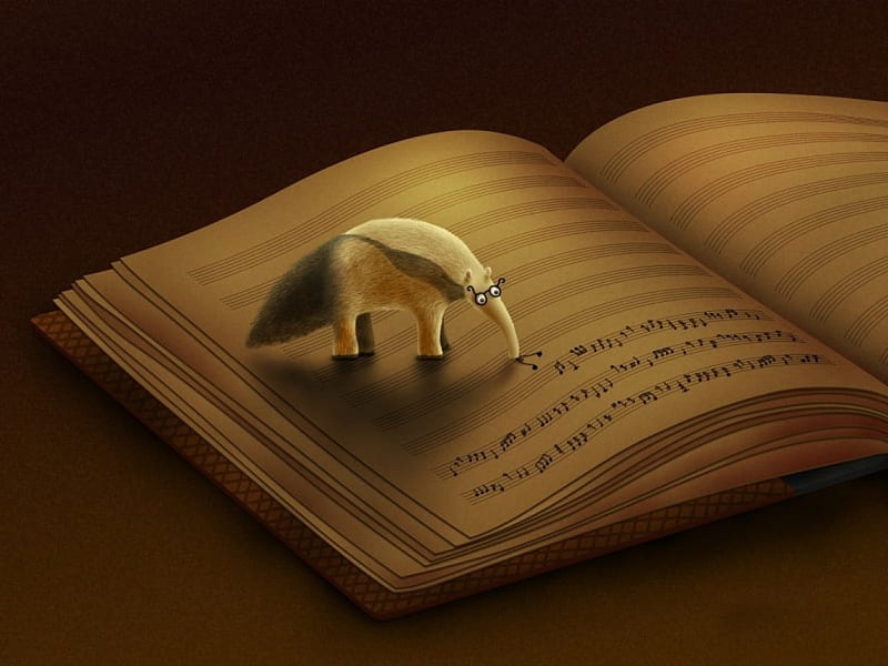 Note Eater, song, notes, music, anteater, book, score, eat, HD wallpaper