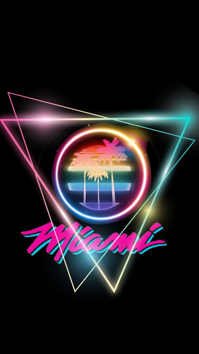 One night in Miami, miami, neon, night, HD phone wallpaper