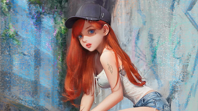 Women, Artistic, Cap, Girl, Red Hair, HD wallpaper