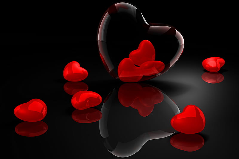 Love, red hearts, valentine, HD wallpaper