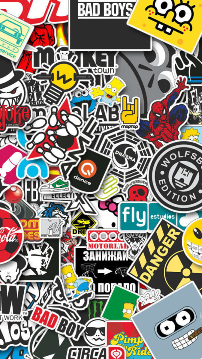 Sticker boom, art, punk, stickers, HD phone wallpaper