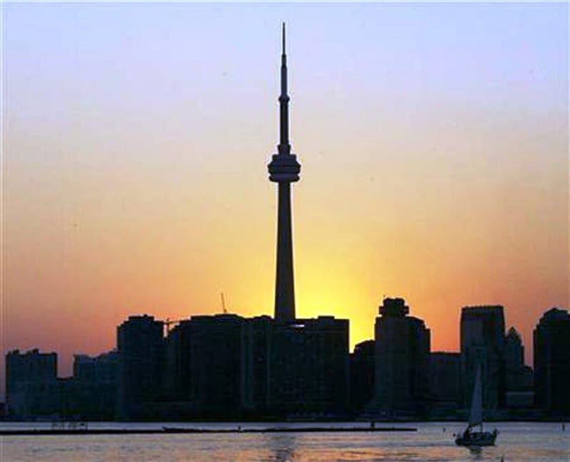 CN Tower, Toronto, Sky, Skyline, Tallest, Sunset, City, HD wallpaper