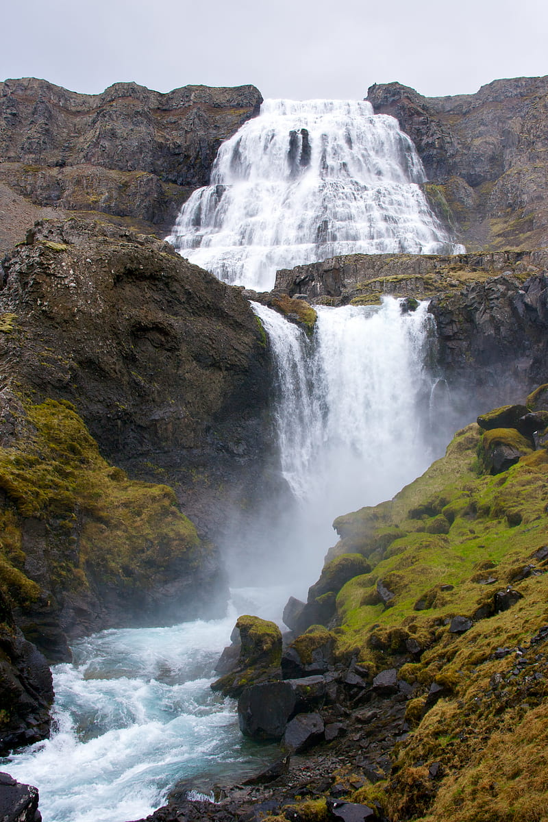 waterfall, cascade, rocks, landscape, HD phone wallpaper