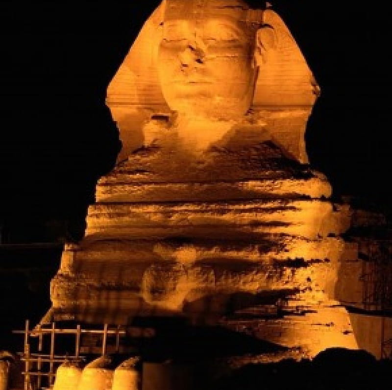 Sphinx at night, sphinx, ancient, night, egypt, HD wallpaper