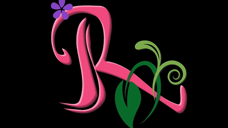 R Name Pink Letter Black Background R Name, HD wallpaper