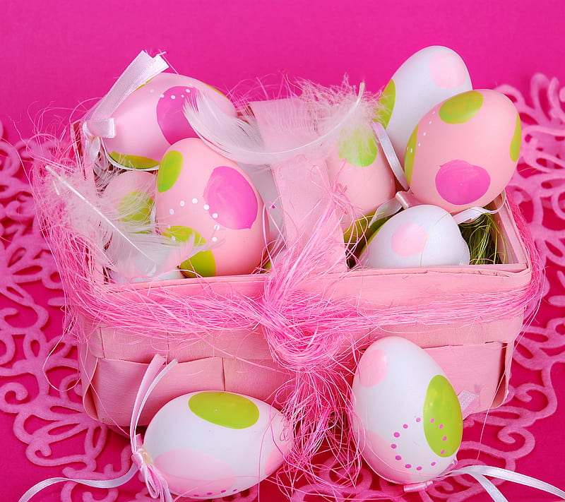 Easter Time, celebration, decor, decoration, egg, feathers, pink, HD wallpaper