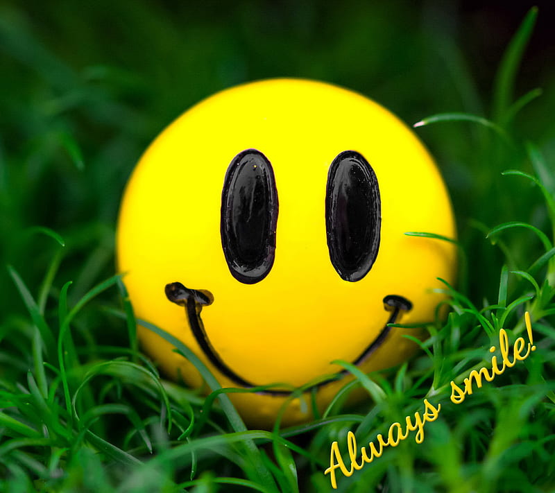 Always Smile, ball, smiley, yellow, HD wallpaper