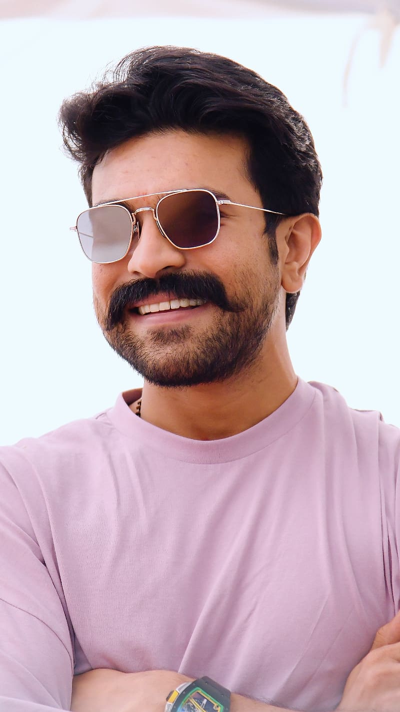 Ram Charan Ka, Pink Tshirt, actor, glasses, smile, south indian, HD phone wallpaper