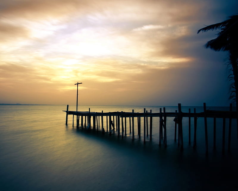 Silence Landscape, dawn, lake, ocean, sea, shadow, twiight, HD wallpaper