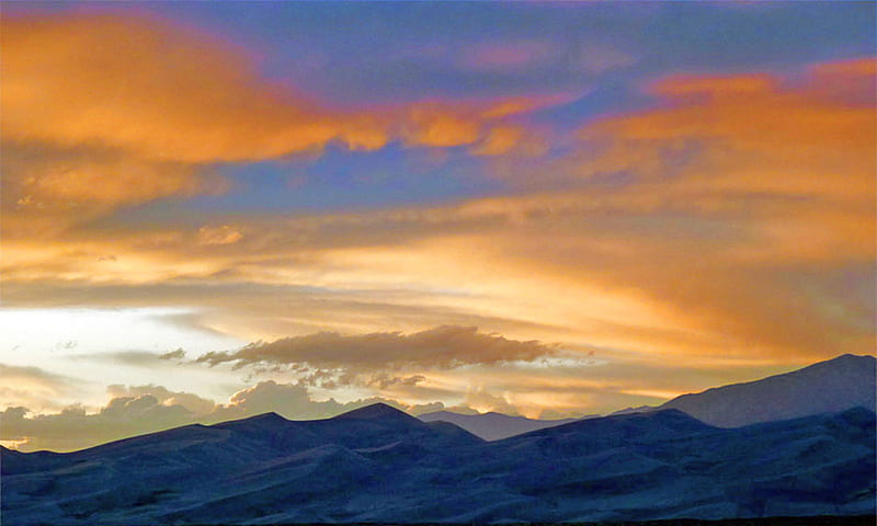 Western sunset, colorado, sand, desert, mountains, sunset, western, HD wallpaper