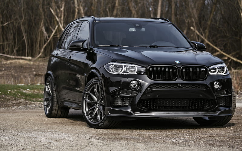 BMW X5M, BMW, F85, black luxury SUV, front view, tuning, German cars, Black X5, HD wallpaper