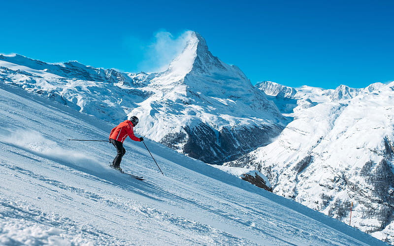 Winter Alpine Skiing Extreme Sport Matterhorn, HD wallpaper | Peakpx