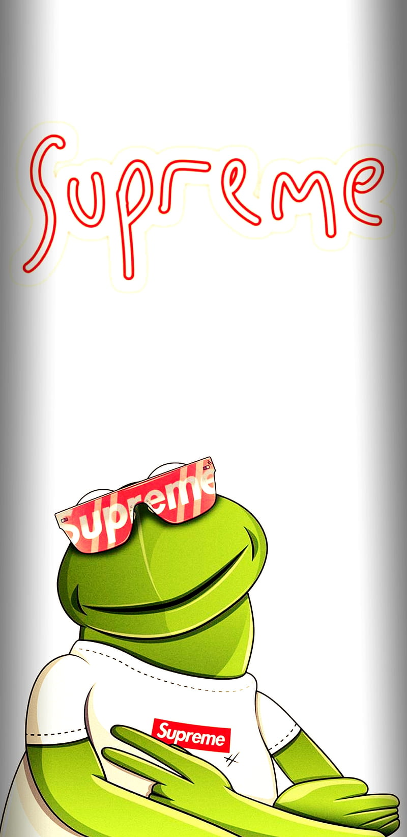 Kermit Supreme , frog, funny, green, white, HD phone wallpaper