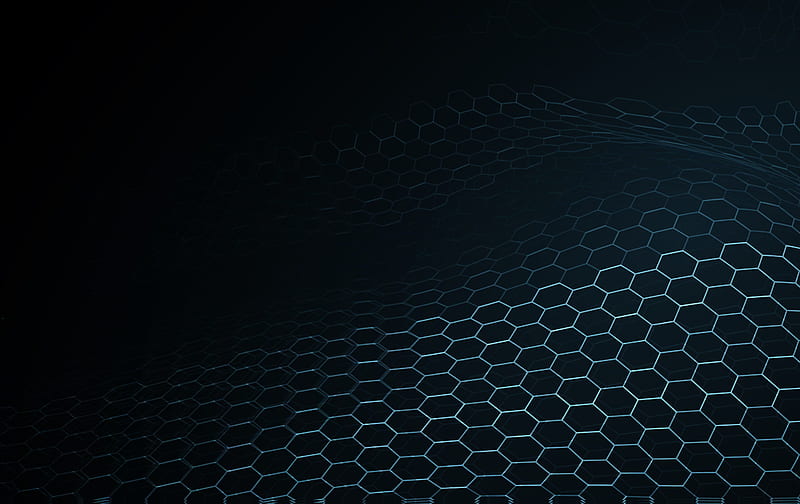 Blue wave surface blockchain technology and science abstract background. Music equalizer of hexagon network wire frame illumination texture pattern. New technology particle digital concept 543841 Vector Art at Vecteezy, HD wallpaper