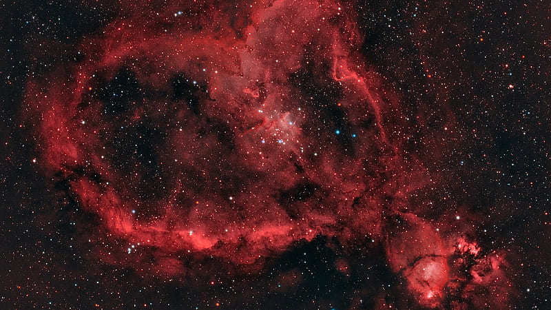 Red Heart Nebula Glow Glare Stars Sky Space Space, HD wallpaper
