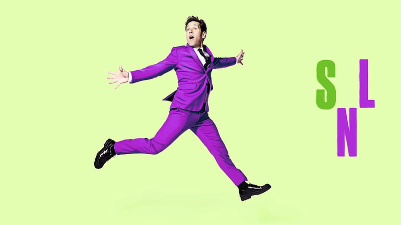 Paul Rudd, purple, green, snl, man, pink, actor, HD wallpaper