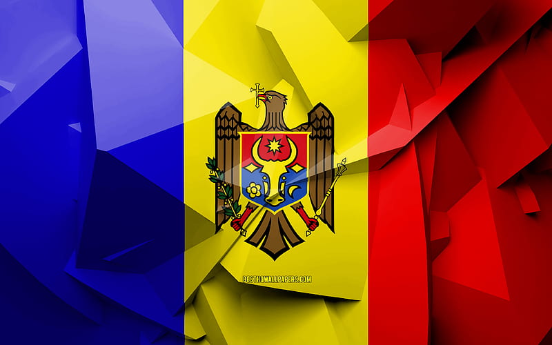 Flag of Moldova, geometric art, European countries, Moldavian flag, creative, Moldova, Europe, Moldova 3D flag, national symbols, HD wallpaper