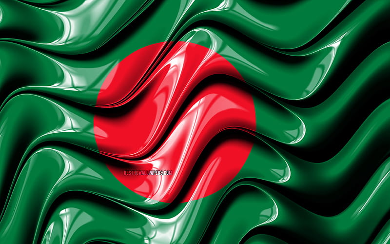 Bangladesh flag Asia, national symbols, Flag of Bangladesh, 3D art, Bangladesh, Asian countries, Bangladesh 3D flag, HD wallpaper