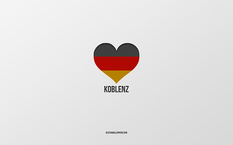 I Love Koblenz, German cities, gray background, Germany, German flag heart, Koblenz, favorite cities, Love Koblenz, HD wallpaper