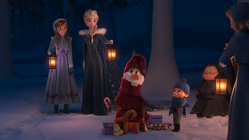 Olaf's Frozen Adventure (2017), fantasy, anna, movie, elsa, olafs frozen adventure, funny, snowman, disney, HD wallpaper