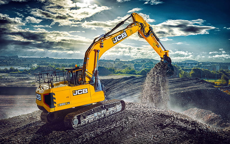 JCB 220X LC, Crawler excavator, construction machinery, new 220X LC, excavator, construction concepts, JCB, HD wallpaper
