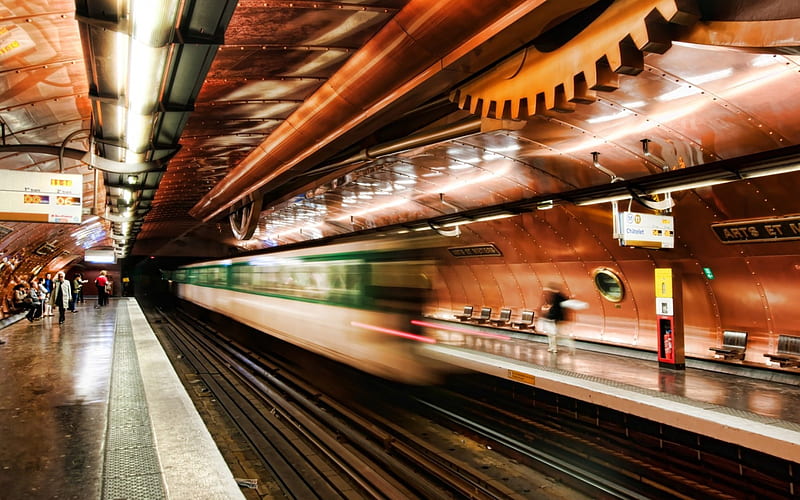 paris subway train in motion r, tube, subway, motion, train, station, underground, r, HD wallpaper