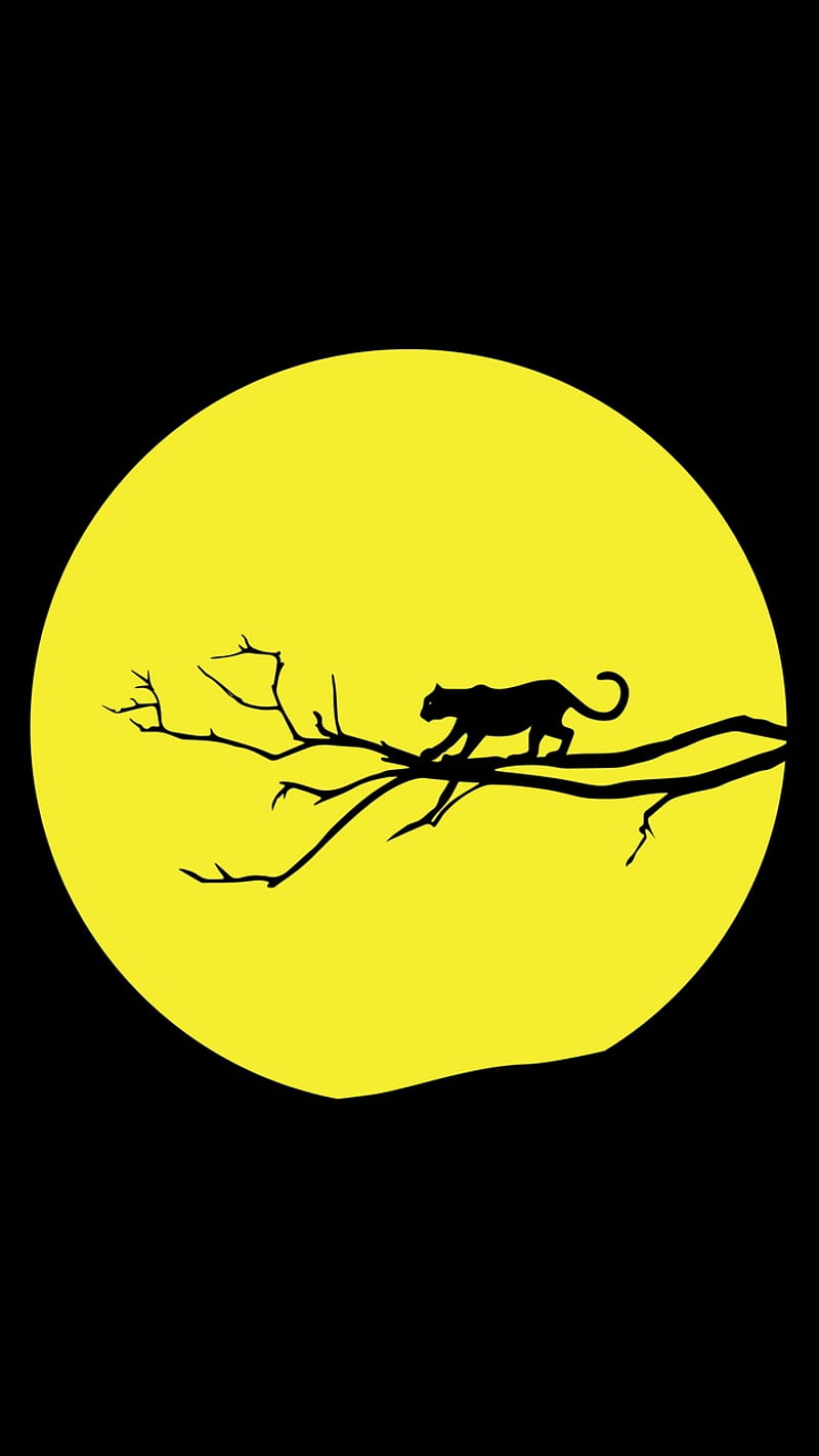 Black , logo, ball, symbol, themes, tiger, black, yellow moon, HD phone wallpaper