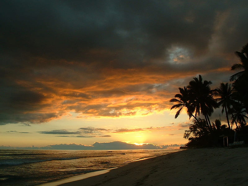 Ewa Beach, Oahu, Hawaii, hawaii, ocean, bonito, sunset, breathtaking, trees, beach, oahu, sunrise, HD wallpaper