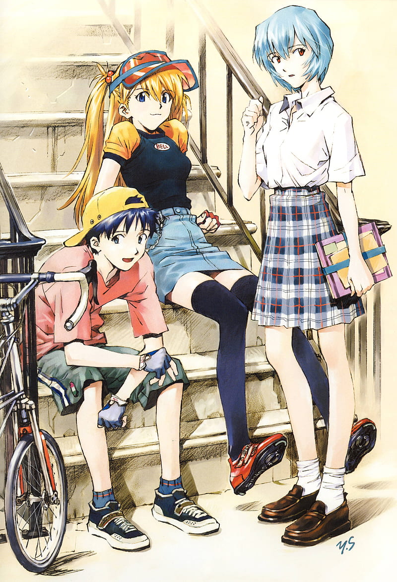 anime, Neon Genesis Evangelion, Asuka Langley Soryu, Ayanami Rei, thigh-highs, HD phone wallpaper