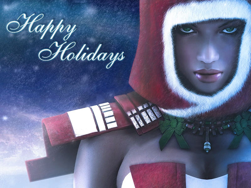 Happy Holiday Girl, cols, pretty, holidays, girl, christmas, snow, scarf, woman, HD wallpaper