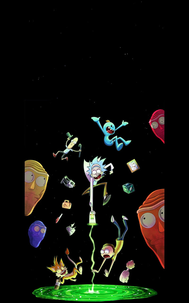 Rick and Morty, 3d, anaglyph, cool, psicodelia, HD phone wallpaper