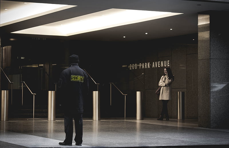 security guard standing on the gray floor, HD wallpaper