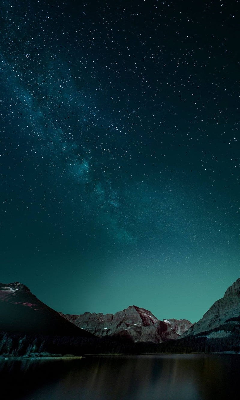 Shiny Stars, mountain, night, sky, stars, HD phone wallpaper