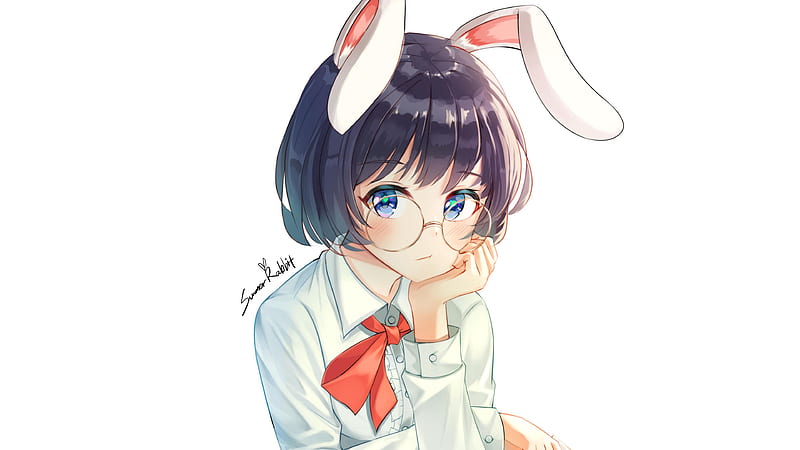 Ojos azules chica anime orejas de conejo vestido blanco chica anime, Fondo  de pantalla HD | Peakpx